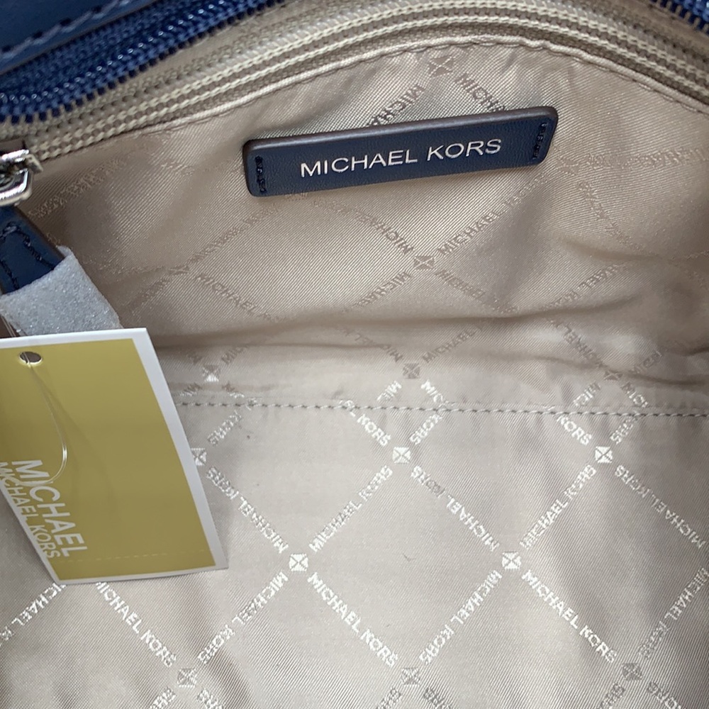 MICHAEL KORS Hamilton Small Patchwork Satchel NAVY MULTI COLOR - Picture 10 of 16